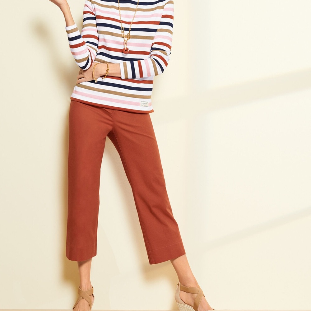 Talbots Terracotta Wide Leg Cropped Capri Chino Pants Cotton Spandex WMs 4 NWT